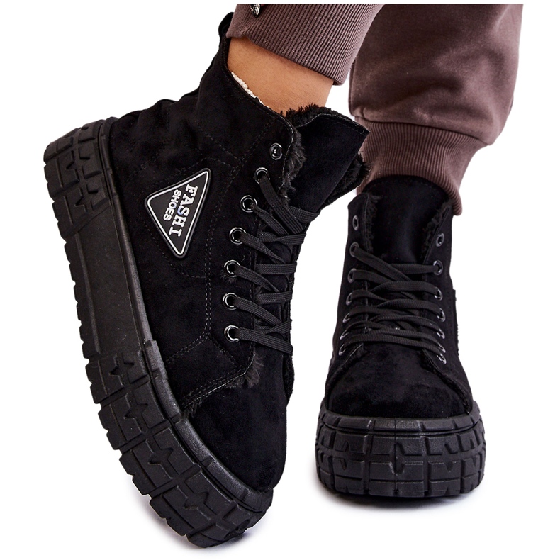 PM1 Tênis de camurça com isolamento alto preto Evren