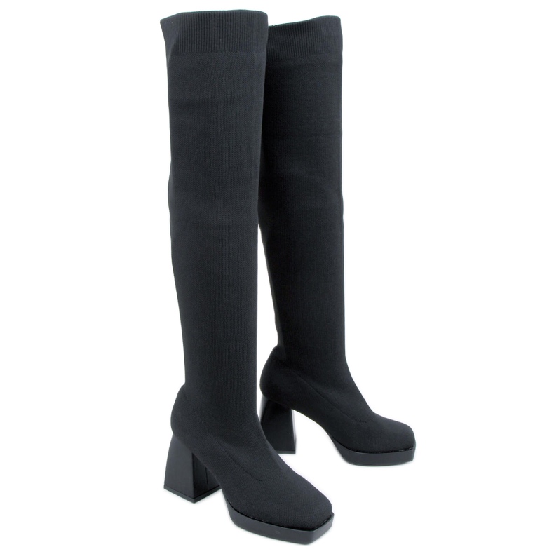 PA1 Bota de salto alto Hilary Black. preto