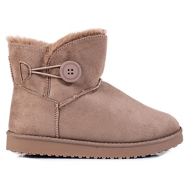 Botas de neve femininas quentes Shelovet marrom com botão