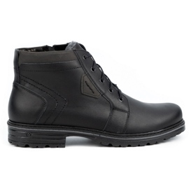Polbut Botas de inverno em pele de homem J34S Preto com cinza