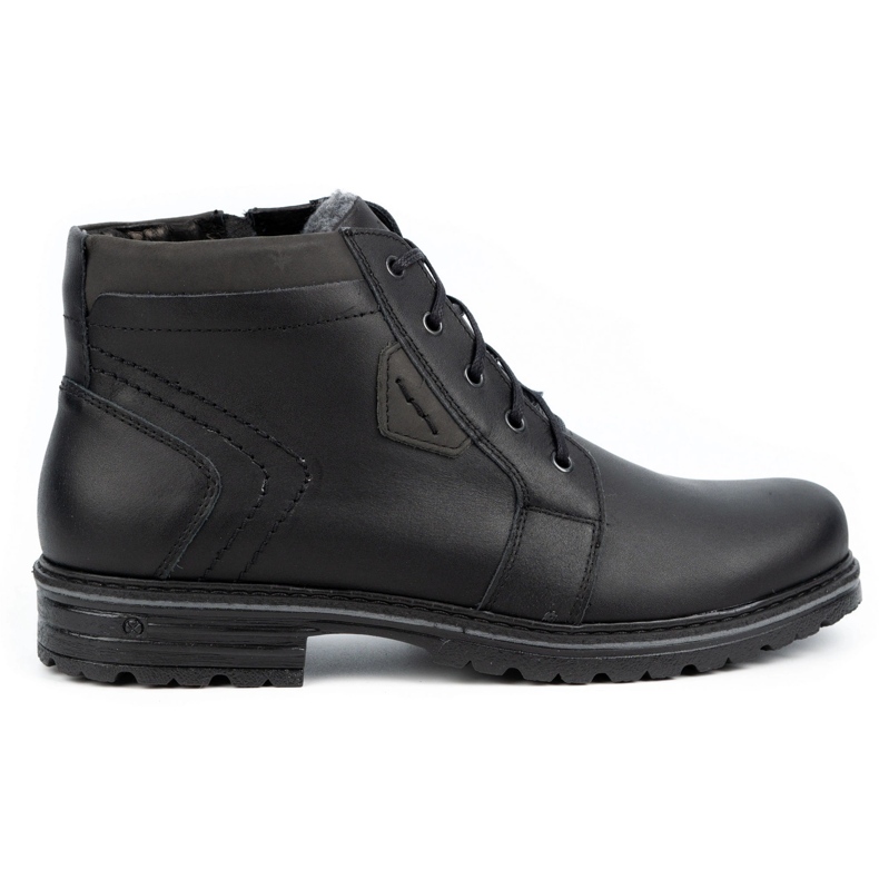 Polbut Botas de inverno em pele de homem J34S Preto com cinza
