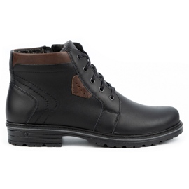 Polbut Botas de inverno em pele de homem J34S Preto com castanho marrom