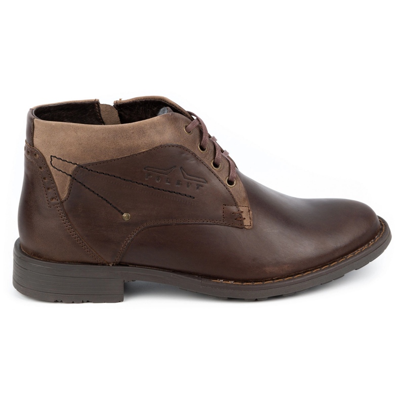 Polbut Sapatos de couro de inverno masculino J43S marrom bege castanho