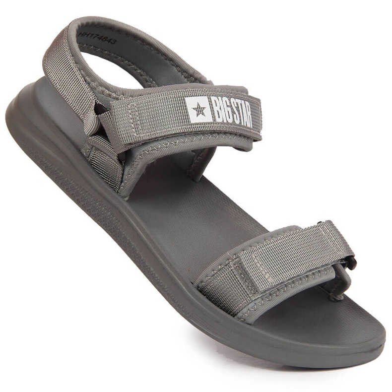 Sandálias desportivas de homem Grey Big Star HH174843 com velcro cinza