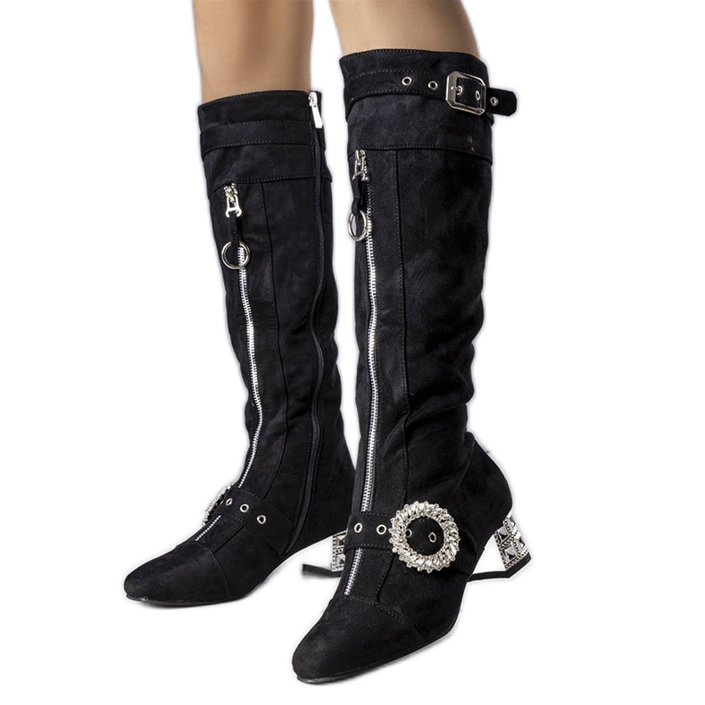 PA1 Botas pretas de salto alto, Carats preto