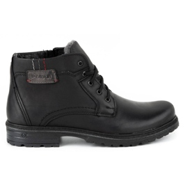 Polbut Botas de inverno em pele de homem J35S preto com cinza