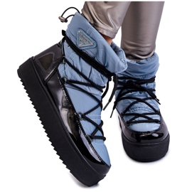 Botas de neve da moda feminina com cadarço Blue Carrios azul