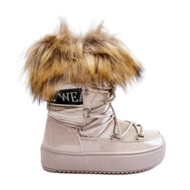 Botas de neve isoladas com cadarço infantil bege Colioris marrom