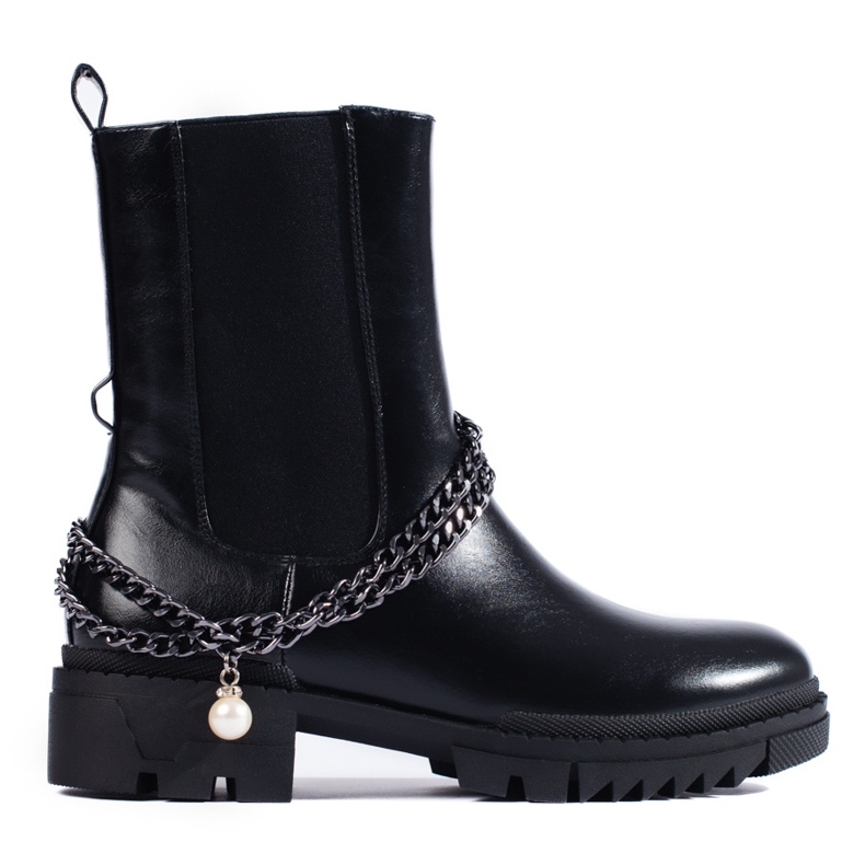 W. Potocki Botas Potocki Chelsea de mulher pretas com corrente preto