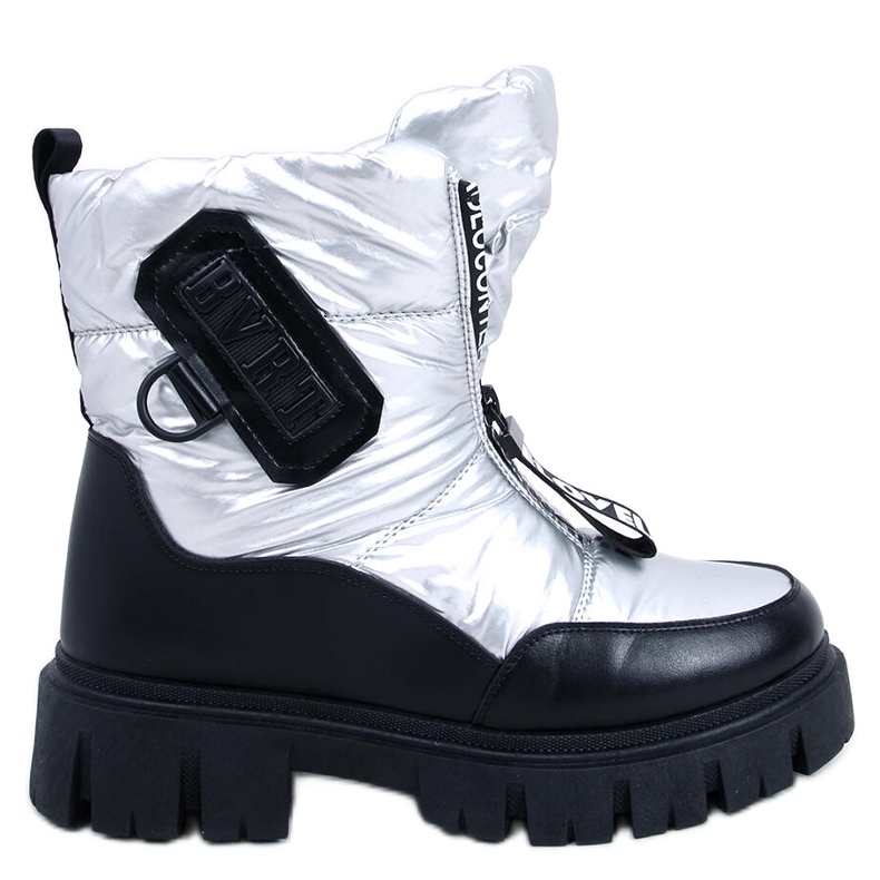 PA1 Botas de neve de mulher Wells Silver preto prata