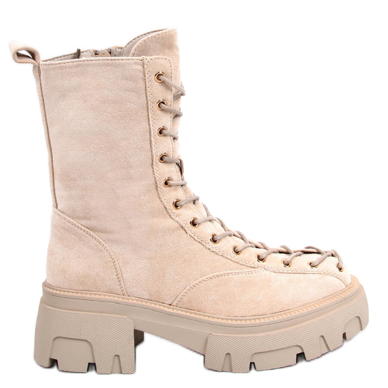 BM Botas de mulher Wayne Beige com atacadores bege BM Botas de mulher Wayne Beige com atacadores bege