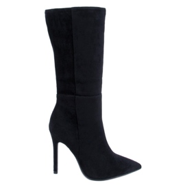 BM Botas clássicas de salto alto de camurça Marissa Black preto
