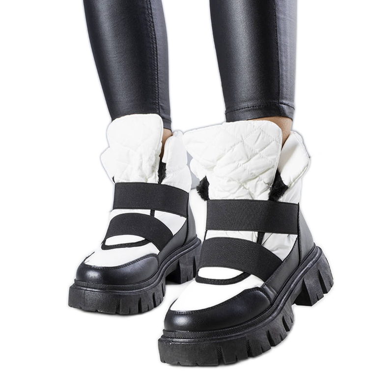 Botas de neve sem cadarço com isolamento branco, Francisco Botas de neve sem cadarço com isolamento branco, Francisco