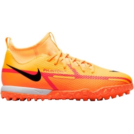 Chuteira Nike Phantom GT2 Academy Df Tf Jr DC0818 808 laranja laranjas e vermelhos