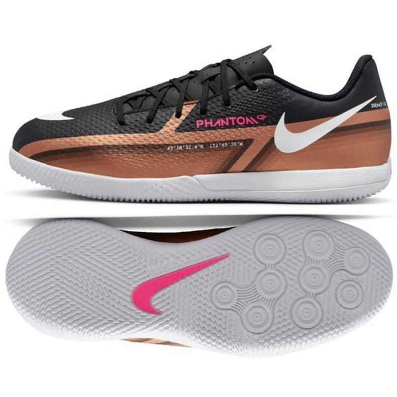 Chuteira Nike Phantom GT2 Academy Qatar Ic Jr DR6059 810 marrom preto preto