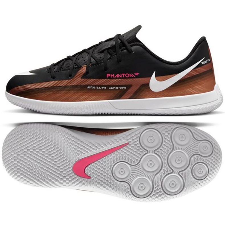 Chuteira Nike Phantom GT2 Club Qatar Ic Jr DR6060 810 marrom preto beges e marrons