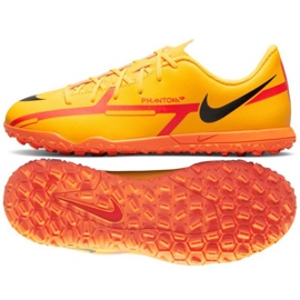 Chuteira Nike Phantom GT2 Club Tf Jr DC0827 808 laranja laranjas e tintos