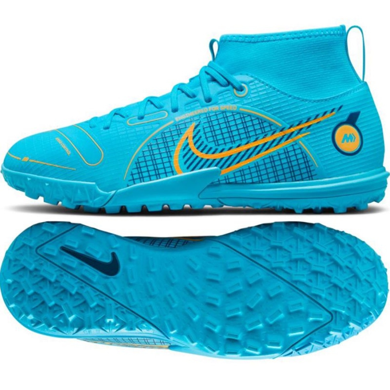 Chuteira Nike Mercurial Superfly 8 Academy Tf Jr DJ2864 484 azul azul