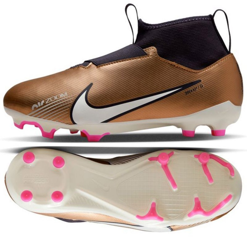 Chuteira Nike Zoom Mercurial Superfly 9 Academy Qatar FG/MG Jr DR6044 810 castanho beges e marrons