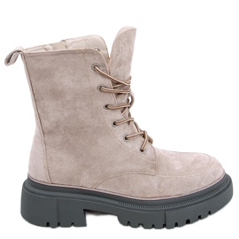 Bota Roisin Khaki de camurça com cadarço bege