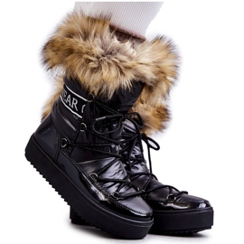 FM1 Botas de neve femininas com cadarço Santero pretas preto