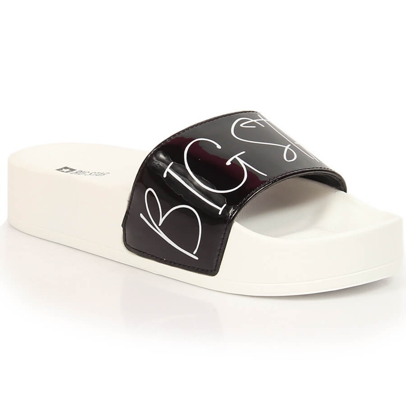 Chinelos femininos pretos laqueados na plataforma Big Star JJ274A276