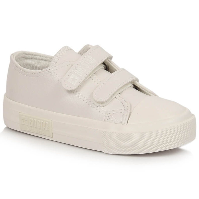 Tênis infantil em couro ecológico com velcro branco Big Star KK374093