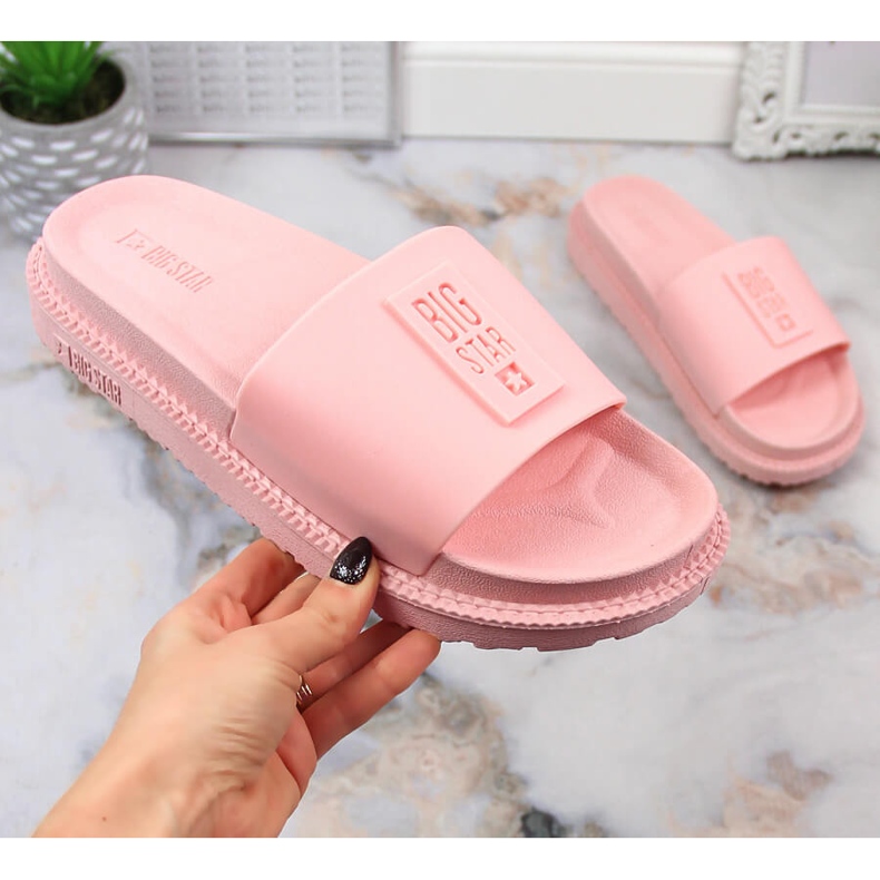 Chinelos femininos na plataforma pó rosa Big Star LL274425