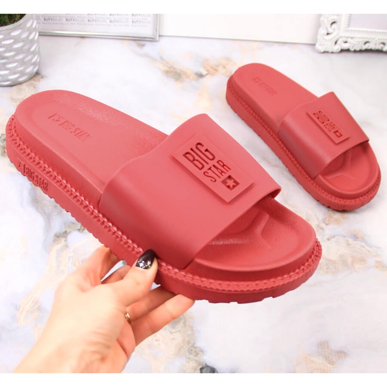 Chinelos plataforma femininos vermelhos Big Star LL274430