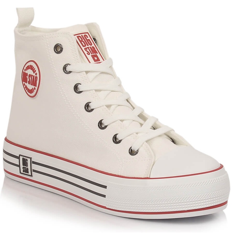 Tênis cano alto feminino na plataforma branco Big Star LL274185