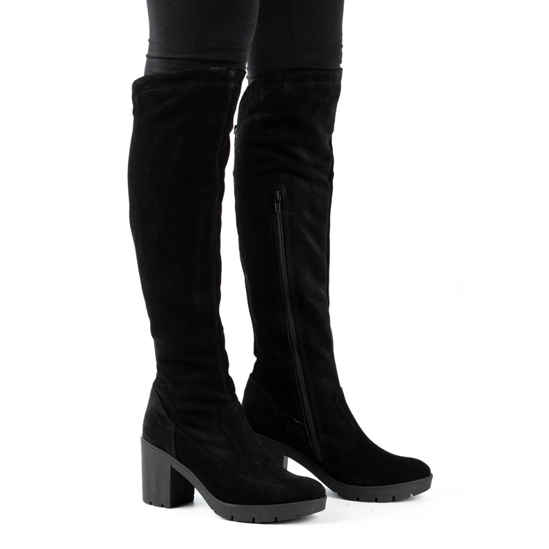 Olivier Botas de camurça pretas aquecidas no poste Margaret preto