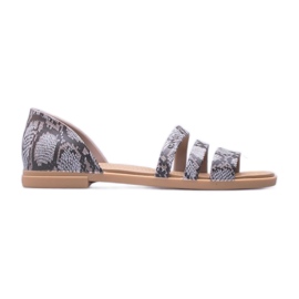 Sandália rasa aberta Crocs Tulum W 206109-15W bege marrom