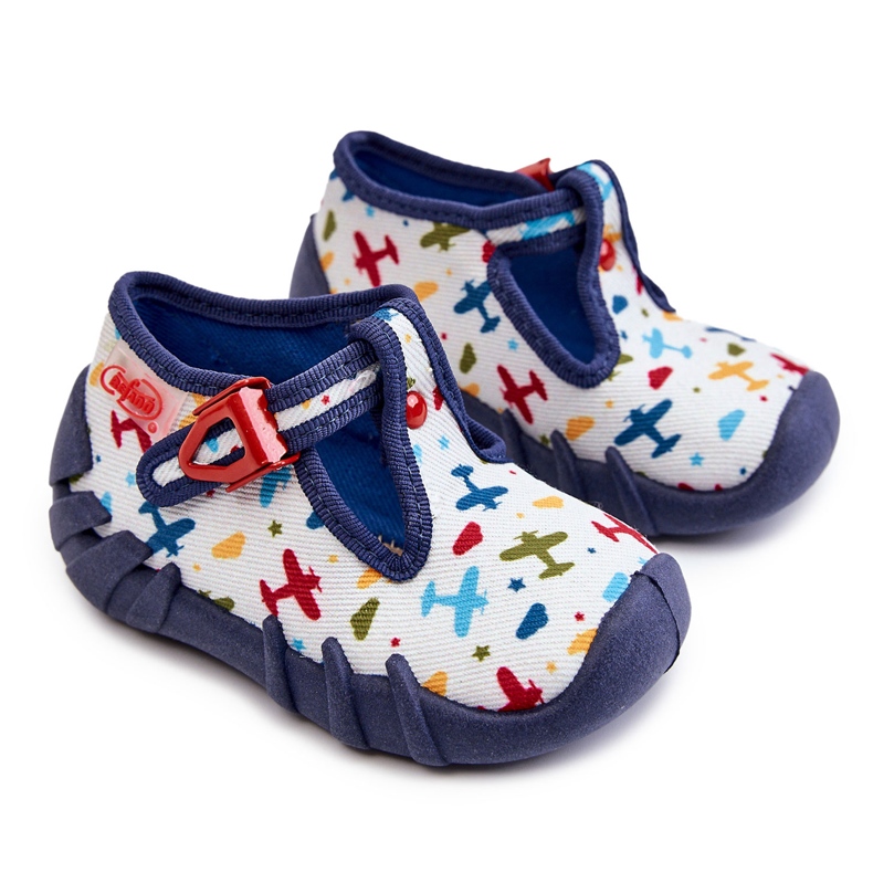 BEFADO S.A. Sapatos Chinelos Befado Aviões 110P463 Branco e Marinho azul marinho