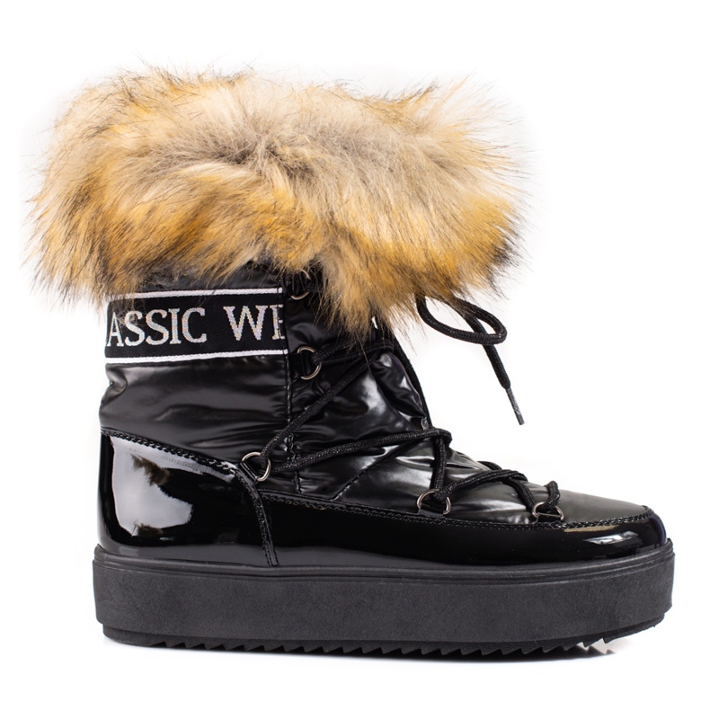 Botas de neve pretas de mulher Shelovet com pelo preto