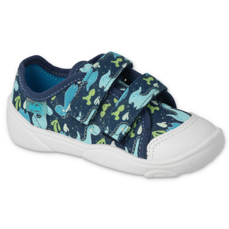Chinelos infantis Befado com velcro, azul marinho 907P157 com dragões