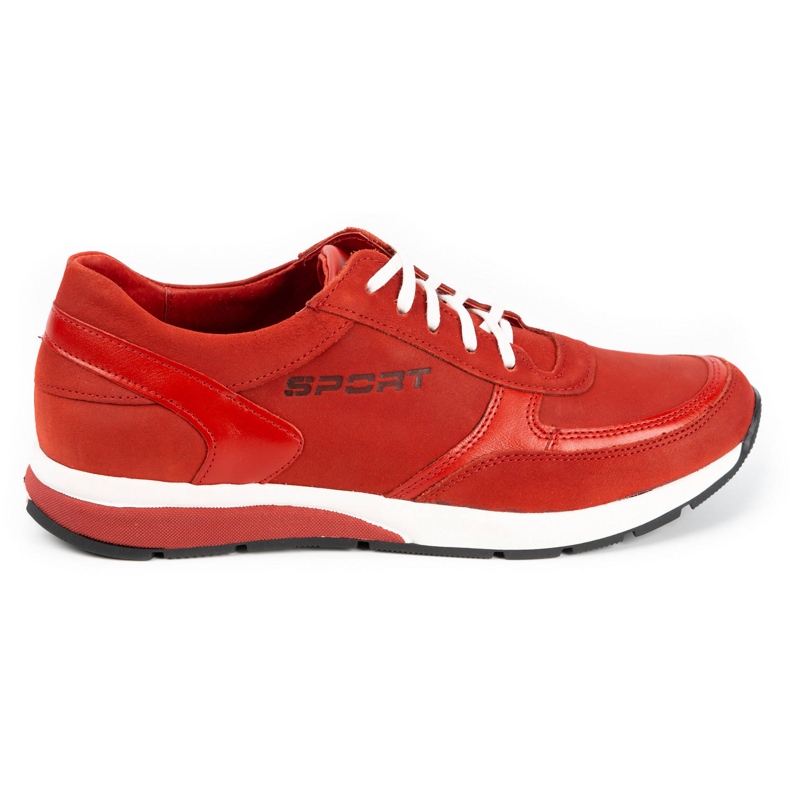 Polbut Sapatos masculinos Sport C47 em couro vermelho