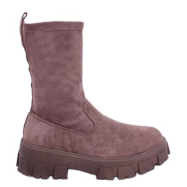 Phyllis Bota caqui de camurça rasa bege