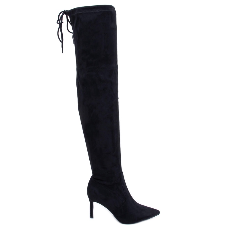 PA1 Botas até o joelho Becky pretas com salto preto