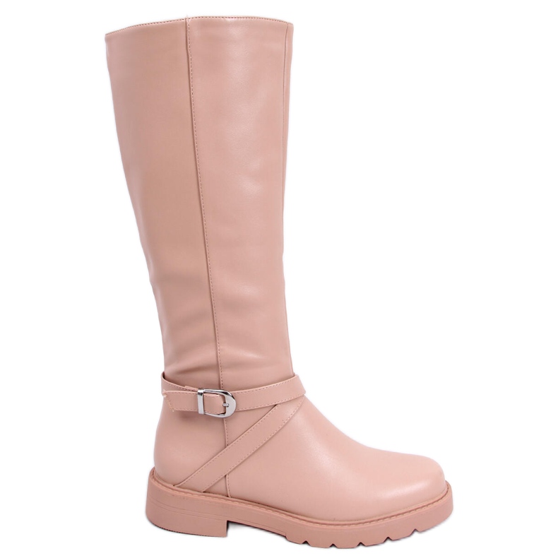 PA1 Botas de montaria feminina Khia Nude bege rosa
