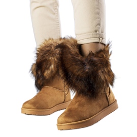 BM Botas de neve isoladas marrom com pele de Kynlee cinza
