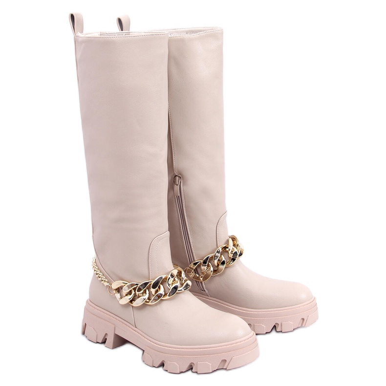 PA1 Botas com corrente July Beige bege