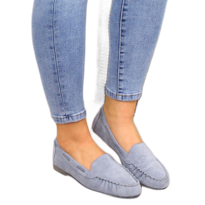 Mocassins de mulher em camurça azul Sergio Leone MK722