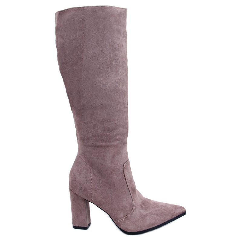 PA1 Farrah Khaki Bota camurça com salto bege cinza