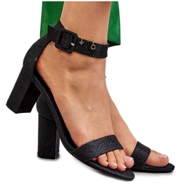 Sandálias com Salto Brilhante Preto Maxim Sandálias com Salto Brilhante Preto Maxim