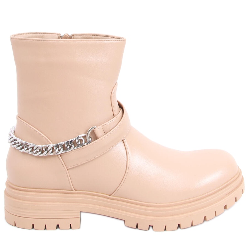 BM Botins Cindy Nude com corrente bege rosa