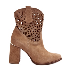 Lewski Shoes Botins de camurça Openwork sapatos Leewski 3264 bege escuro marrom