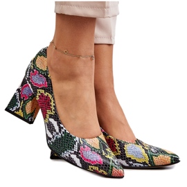 Lewski Shoes Sapatos de salto alto de couro com estampa de cobra esquerda 3277 multicoloridos Lewski Shoes Sapatos de salto alto de couro com estampa de cobra esquerda 3277 multicoloridos