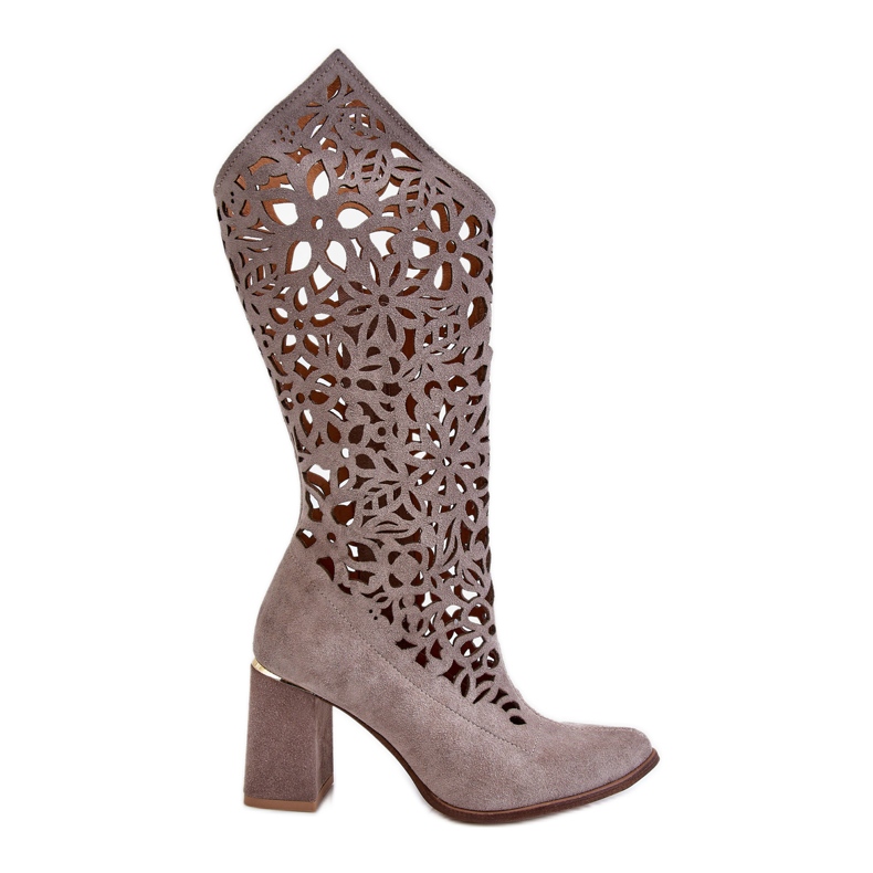 Lewski Shoes Botas de camurça Openwork Sapatos Leski 3234 Cappuccino multicolorido