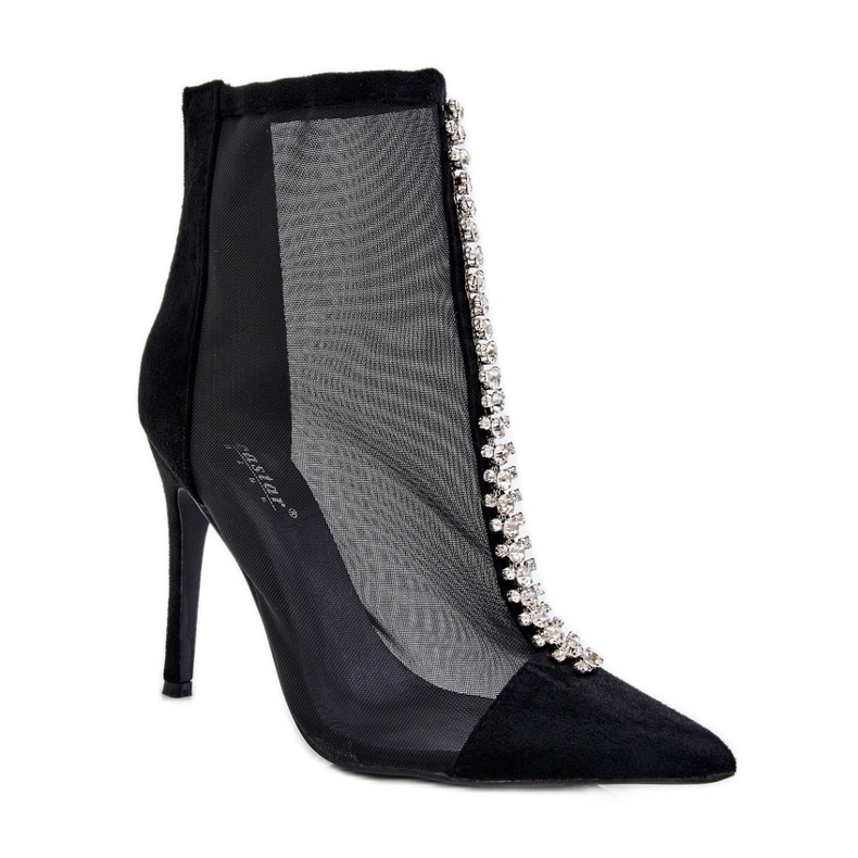 Botas femininas elegantes de salto alto com malha preta Rummi preto