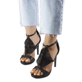 Sandália preta elegante de salto alto Caleb preto